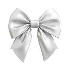 Elegant silver ribbon bow isolated on white background a perfect gift decoration