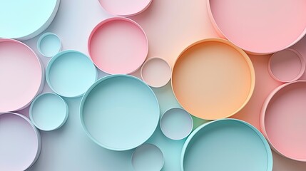 Minimalist Abstract Geometric Circles in Soft Pastel Shades