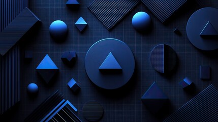 Abstract Neon Geometric Shapes in Clean Layout with Dark Background