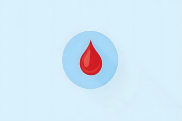 Red blood drop icon in a blue circle illustrating healthcare and medical concepts