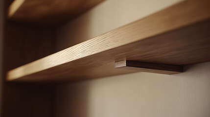 Close-up of a Wooden Shelf with Visible Joinery