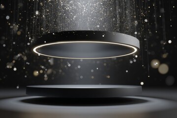 Obraz premium Showcasing futuristic neon products in a virtual environment of abstract digital art display