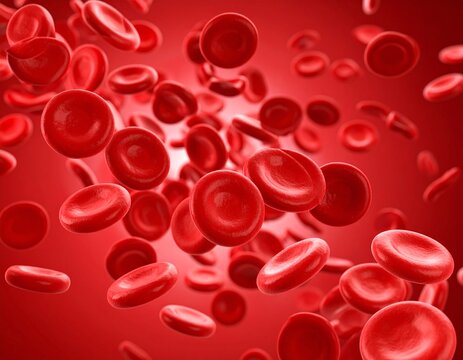 blood cells in turbulent flow with red 