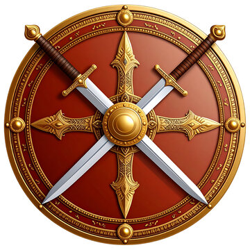 Heritage Indian Shield with Talwar Swords: Symbol of Strength and Tradition, Isolated on Transparent Background png