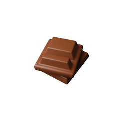 A sweet 3D chocolate treat featuring realistic chocolate pieces in various styles. Perfect for food concepts, packaging, decoration, and dessert-themed designs