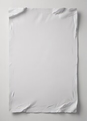 A worn, white paper poster; heavily creased and showing age ,  wrinkled background,  paper texture