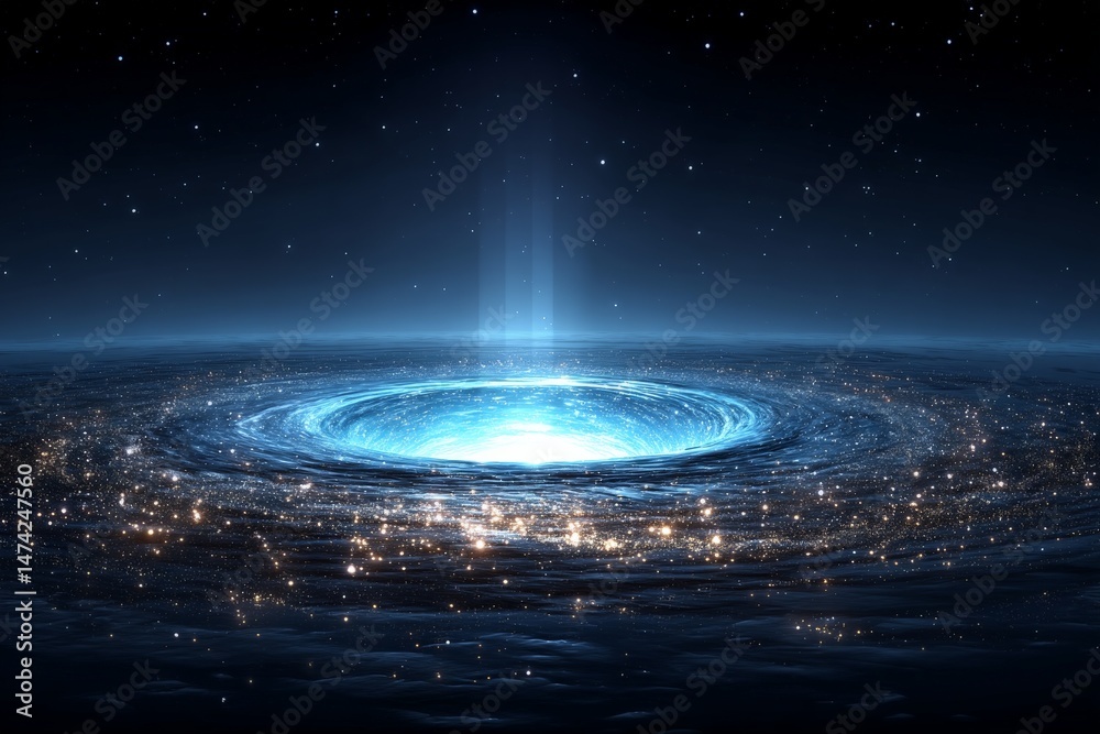Aufkleber cosmic vortex illuminated by distant stars in the vastness of space