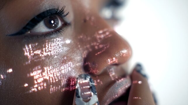 Innovation concept of a close-up view of interactive content in a virtual environment of the digital world with future technology interaction