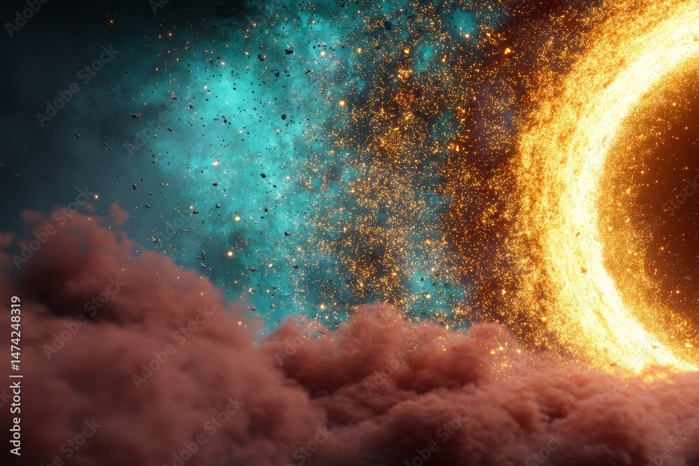 Aufkleber Mysterious cosmic formation showcases vibrant colors and textures in a stunning display of space phenomena