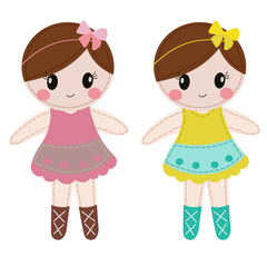 two flat vectors of dolls without background