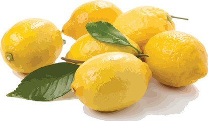 Lemons in white background Illustration vector design, Lemon Illustration vector design