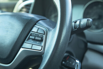 Close up view of modern car buttons. Technology system control