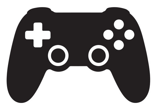 game controller silhouette vector illustration, game controller logo icon, gaming controller in black silhouette, logo icon of a gaming controller in black silhouette isolated on white background