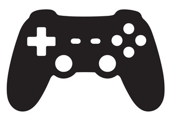 game controller silhouette vector illustration, game controller logo icon, gaming controller in black silhouette, logo icon of a gaming controller in black silhouette isolated on white background
