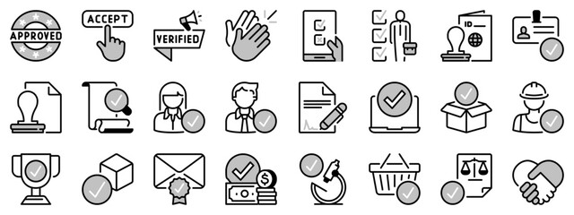 Icons in two tones about approval