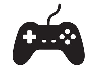 game controller silhouette vector illustration, game controller logo icon, gaming controller in black silhouette, logo icon of a gaming controller in black silhouette isolated on white background
