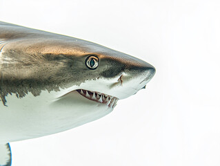 Naklejka premium Portrait Of A Shark Isolated On A White Background