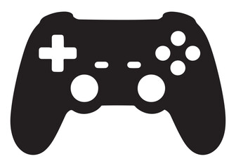 game controller silhouette vector illustration, game controller logo icon, gaming controller in black silhouette, logo icon of a gaming controller in black silhouette isolated on white background