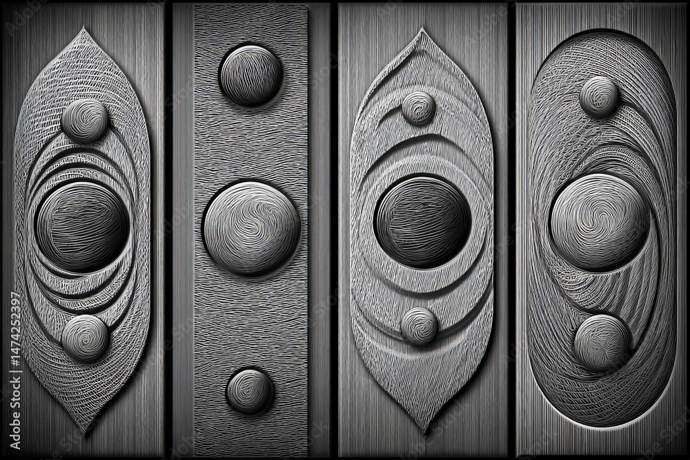 Aufkleber intricate patterns and textures showcased in a geometric design made of muted tones on wall panels
