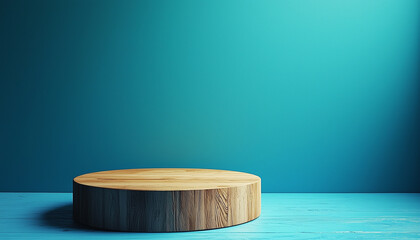 Beautiful wooden podium for product display on neutral background