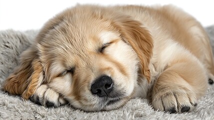 Sweet Dreams Golden Retriever Puppy Sleeping Soundly.