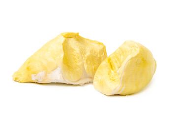 Mon Thong Durian is a signature Thai fruit known for its distinct smell and creamy sweet taste isolated on white background
