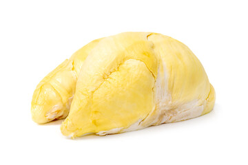 Mon Thong Durian is a signature Thai fruit known for its distinct smell and creamy sweet taste isolated on white background