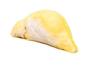 Mon Thong Durian is a signature Thai fruit known for its distinct smell and creamy sweet taste isolated on white background