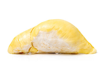Mon Thong Durian is a signature Thai fruit known for its distinct smell and creamy sweet taste isolated on white background