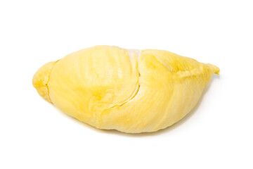 Mon Thong Durian is a signature Thai fruit known for its distinct smell and creamy sweet taste isolated on white background