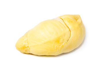 Mon Thong Durian is a signature Thai fruit known for its distinct smell and creamy sweet taste isolated on white background