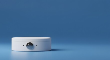 Minimalist White Cylinder Product Display on Blue Background