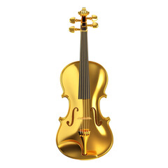 Fototapeta premium A golden violin on a colorful background a musical instrument