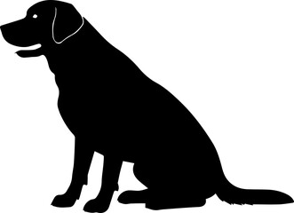 Black canine silhouette illustration of a labrador retriever dog, a domestic animal