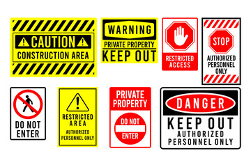 Fototapeta premium Caution danger and warning signs