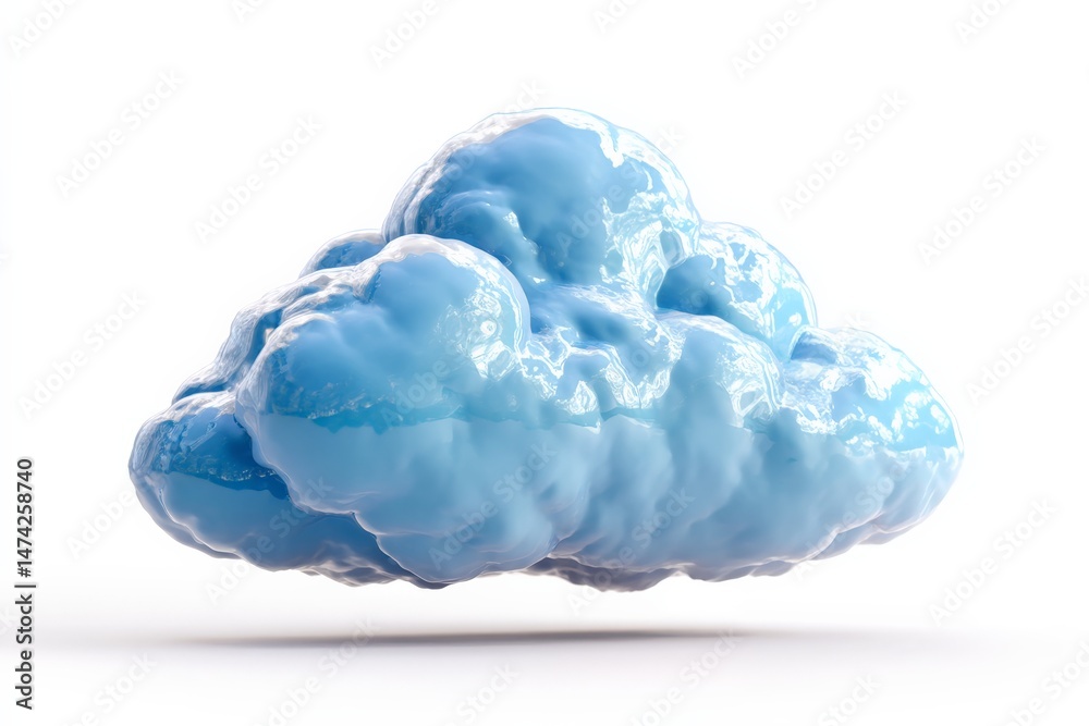 Aufkleber Soft blue cloud floating against a white backdrop, creating a serene and calming atmosphere for any design project
