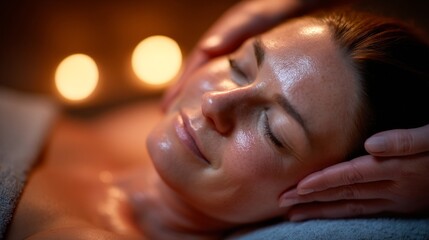 A woman is shown relaxing with a soothing facial massage at a spa, ideal for fostering self-care and overall wellness