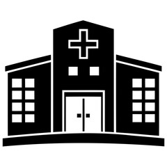 Stylized hospital building icon vector illustration on a transparent background