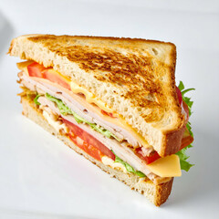 Sandwich: A mouthwatering sandwich, showcasing the perfect combination of toasted bread, fresh ingredients, and enticing flavors. Capturing the essence of culinary delight