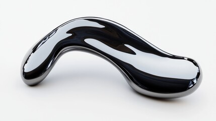 Abstract Chrome Sculpture Still Life on White Background Studio Shot Minimalist Design Art Object