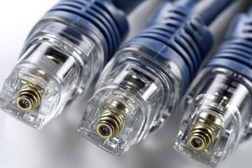 Close-up view of multiple electronic connectors lined up on a clean surface, highlighting their design and functionality