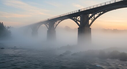 Fototapeta premium Bridge over River with Fog
