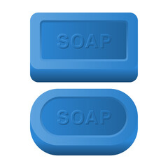 Blue Bar Soap Vector on White Background. Cleanliness Icon. Hygiene Items.
