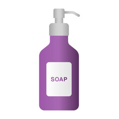 Purple Liquid Soap Pump Bottle Vector. Hygienic Liquid Soap for Cleaning Hands.