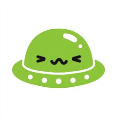 The face of an alien, martian, or extraterrestrial character in a cartoon modern illustration shows a scared expression, accompanied by a frightened hand gesture