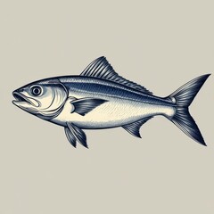 Obraz premium Fish illustration depicting a detailed aquatic creature in a stylized design with intricate scales and fins on a neutral background