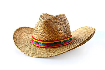 Handmade Straw Cowboy Hat with Colorful Woven Band