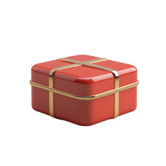 Red gift box with gold ribbon elegant present surprise holiday packaging