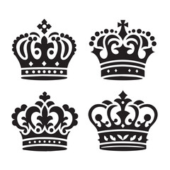 Vector Crown Silhouettes for Graphic Design
