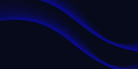 Abstract glowing wave lines on dark blue background. Dynamic wave pattern. Modern flowing wavy lines. Futuristic technology concept. Suit for banner, poster, cover, brochure, flyer, website